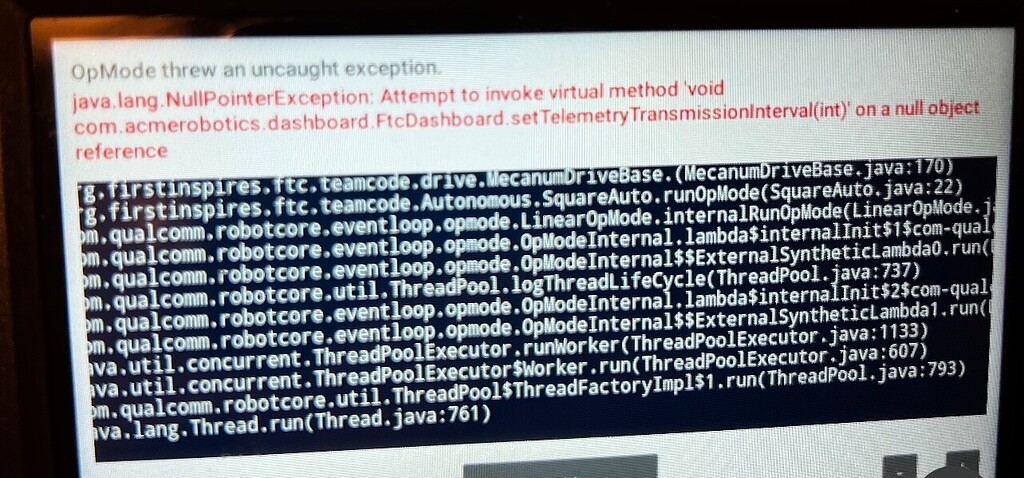 Null Point Exception Error with Telemetry in FTCDashboard Class - Bug ...